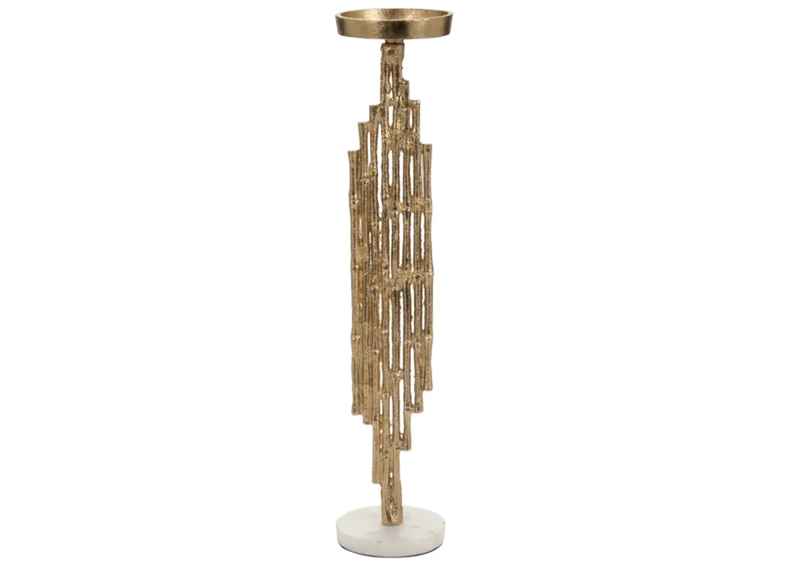 Metal, 19" Contemporary Candle Holder, Gold