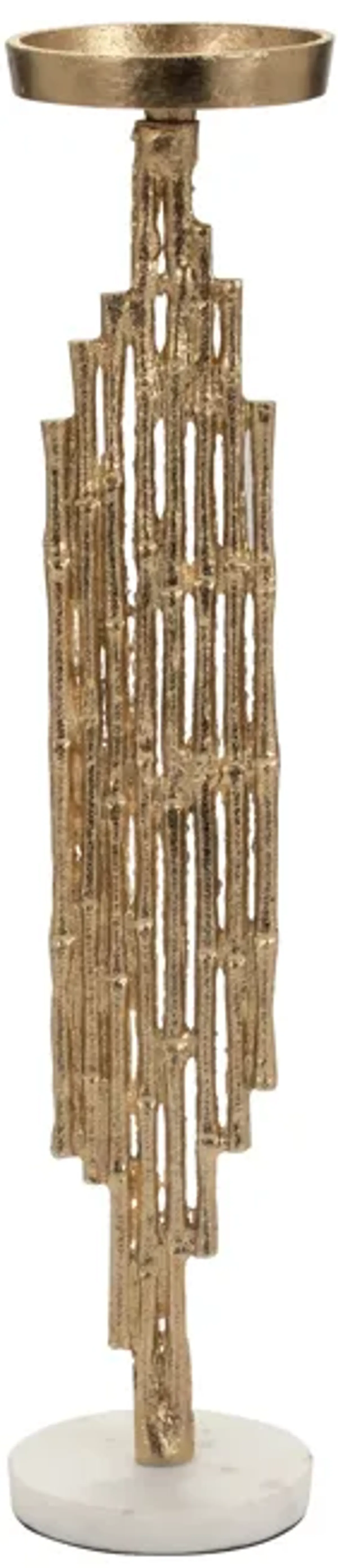 Metal, 19" Contemporary Candle Holder, Gold