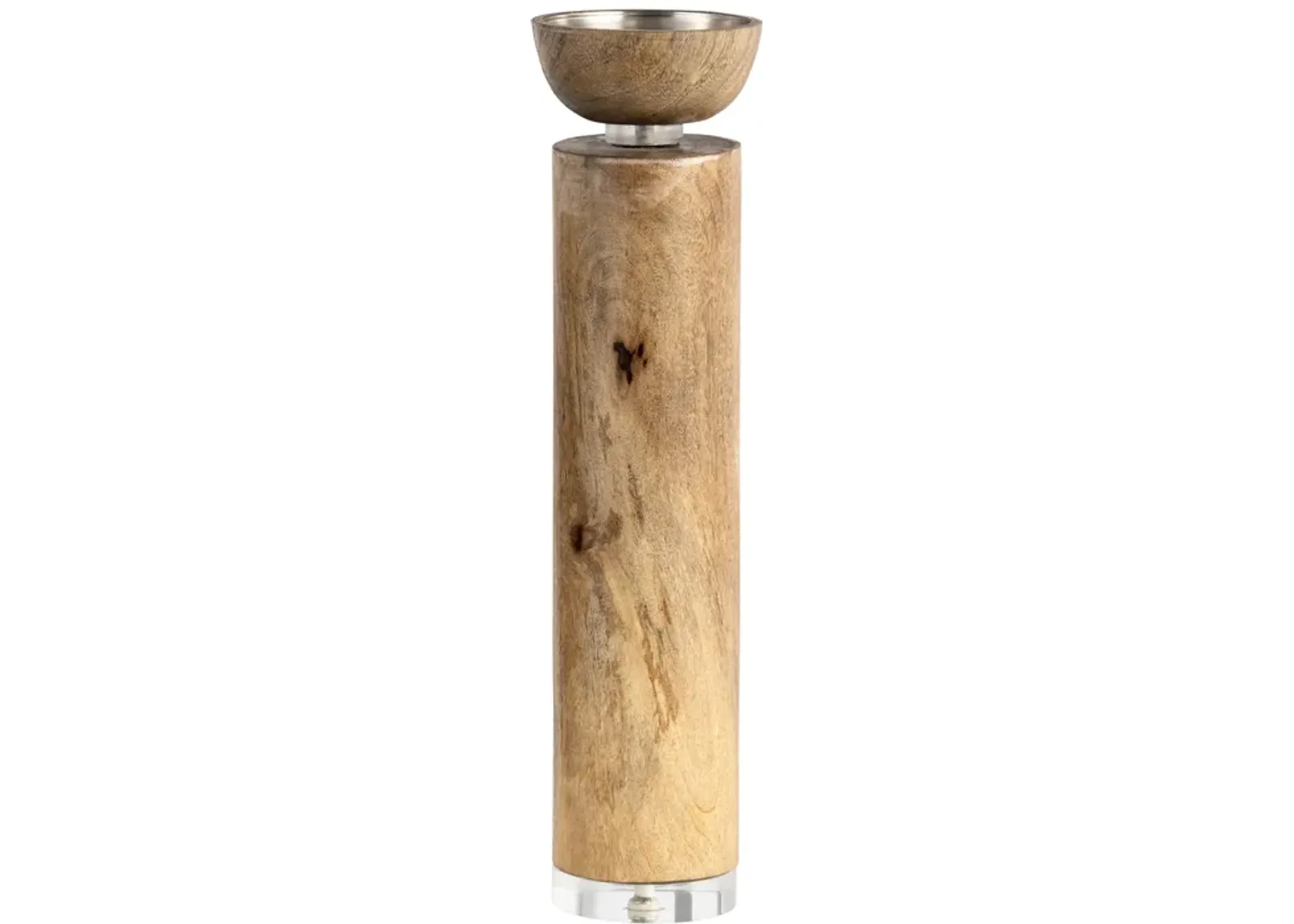 Wood, 14" Acrylic Detail Taper Candleholder, Natur