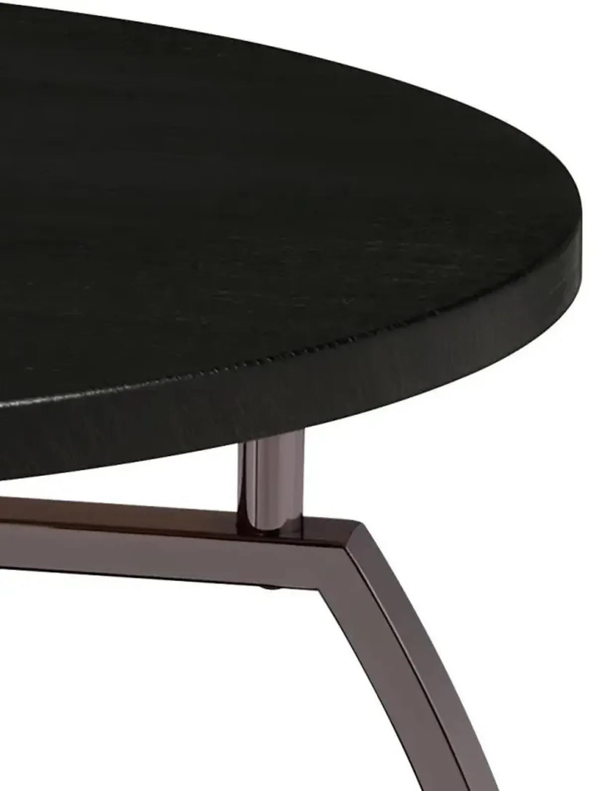 Dacre Round End Table Dark Grey and Black Nickel