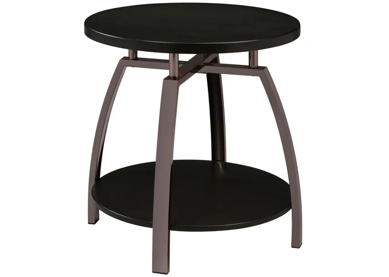 Dacre Round End Table Dark Grey and Black Nickel