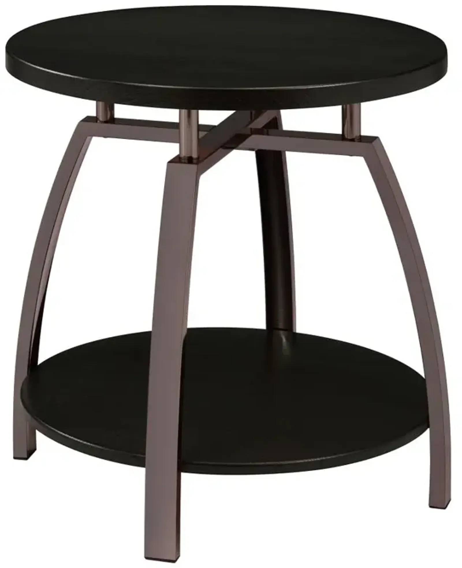 Dacre Round End Table Dark Grey and Black Nickel