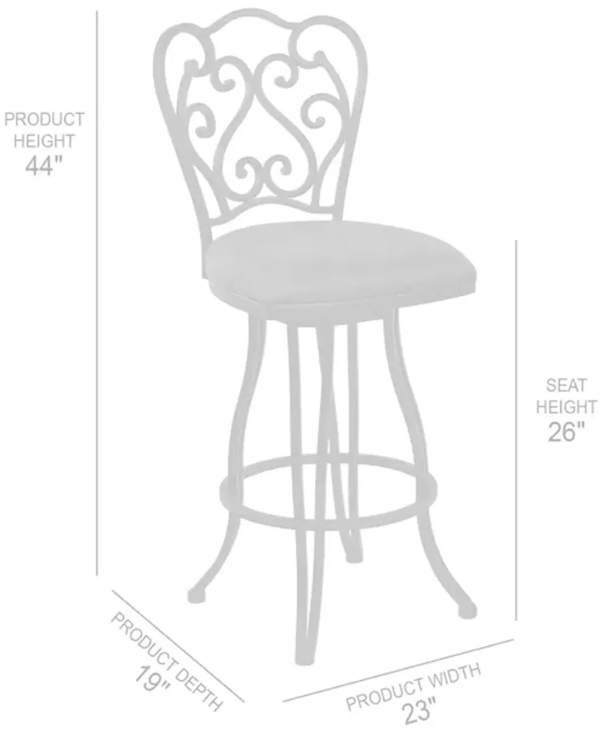 Celeste 26" Counter Height Metal Swivel Barstool in Bandero Espresso Fabric and Auburn Bay Finish