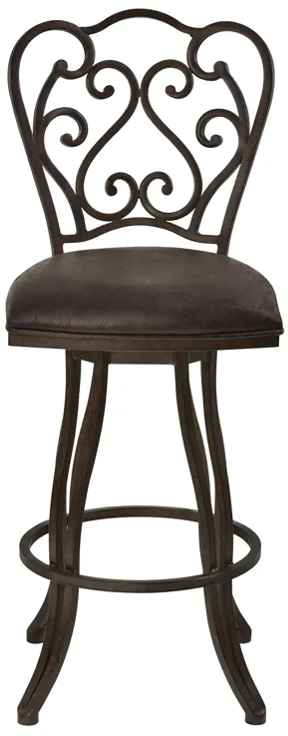 Celeste 26" Counter Height Metal Swivel Barstool in Bandero Espresso Fabric and Auburn Bay Finish