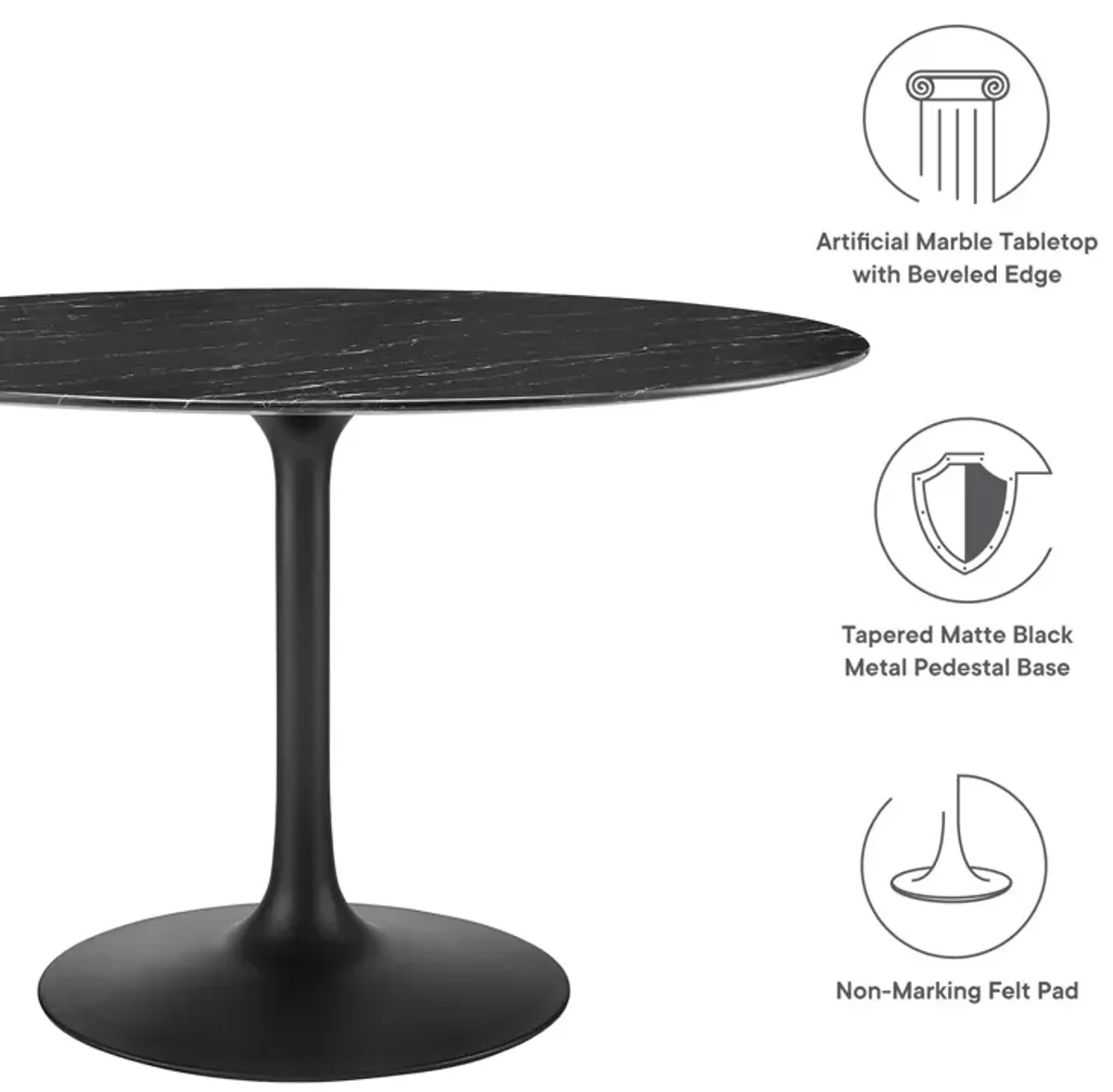 Lippa 48" Round Artificial Marble Dining Table