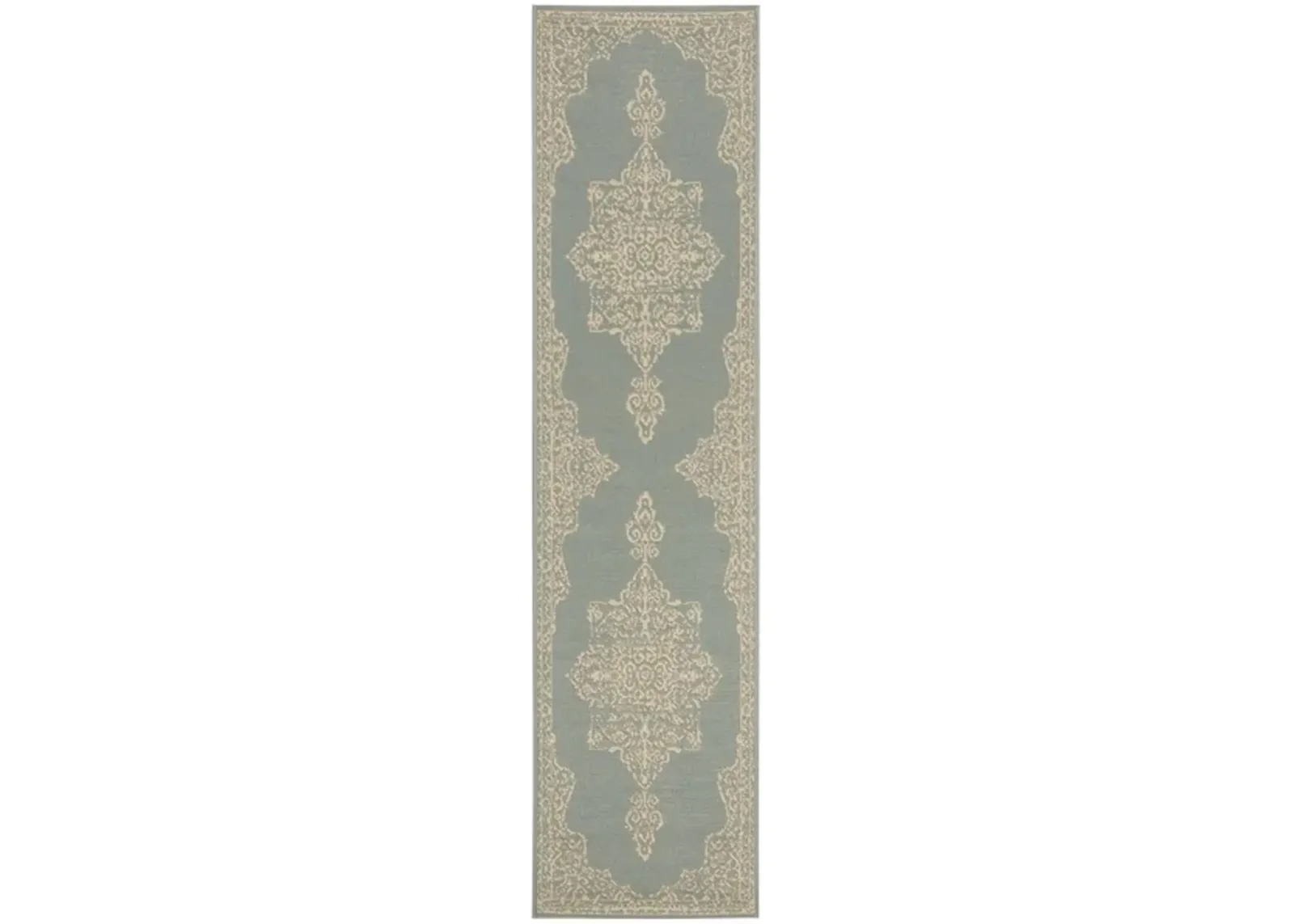 Safavieh BEACH HOUSE Collection BHS180L-28 Cream / Aqua 2'-2" X 8'