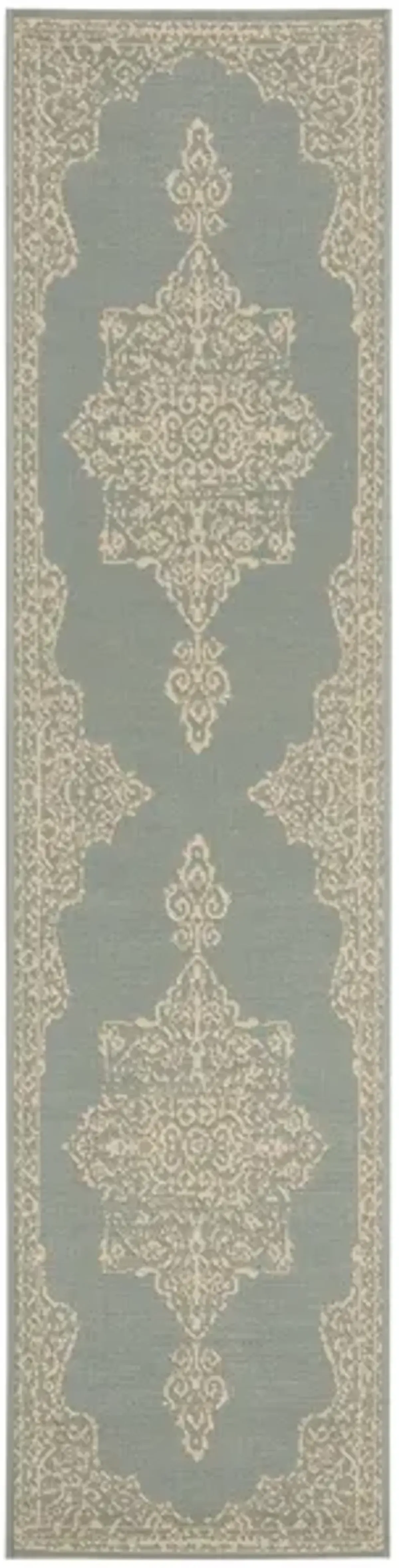 Safavieh BEACH HOUSE Collection BHS180L-28 Cream / Aqua 2'-2" X 8'