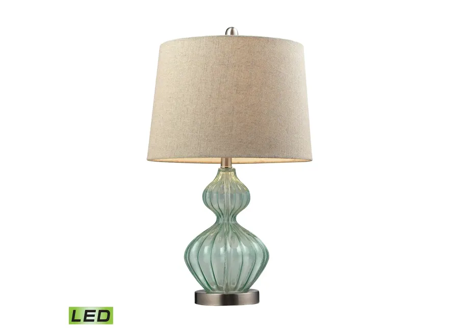 Smoked Glass 25" High 1-Light Table Lamp - Light Green