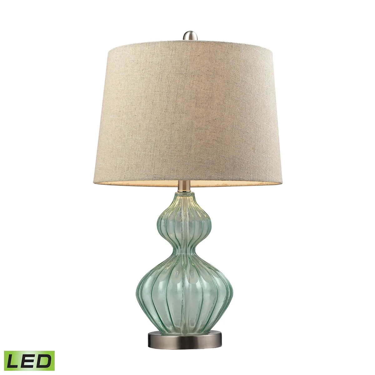 Smoked Glass 25" High 1-Light Table Lamp - Light Green