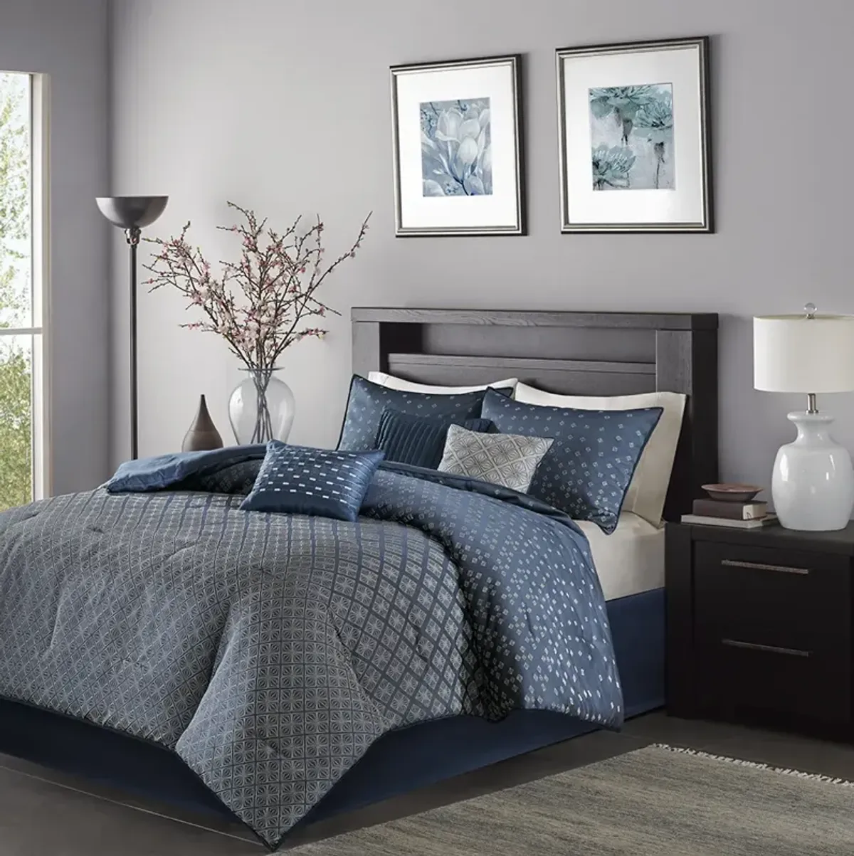 Madison Park Biloxi Navy 7 Piece Comforter Set