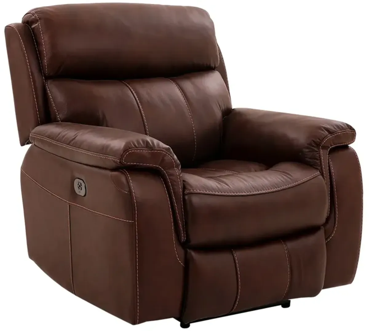 Montague Dual Power Headrest and Lumbar Support Recliner Chair in Genuine Brown Leather