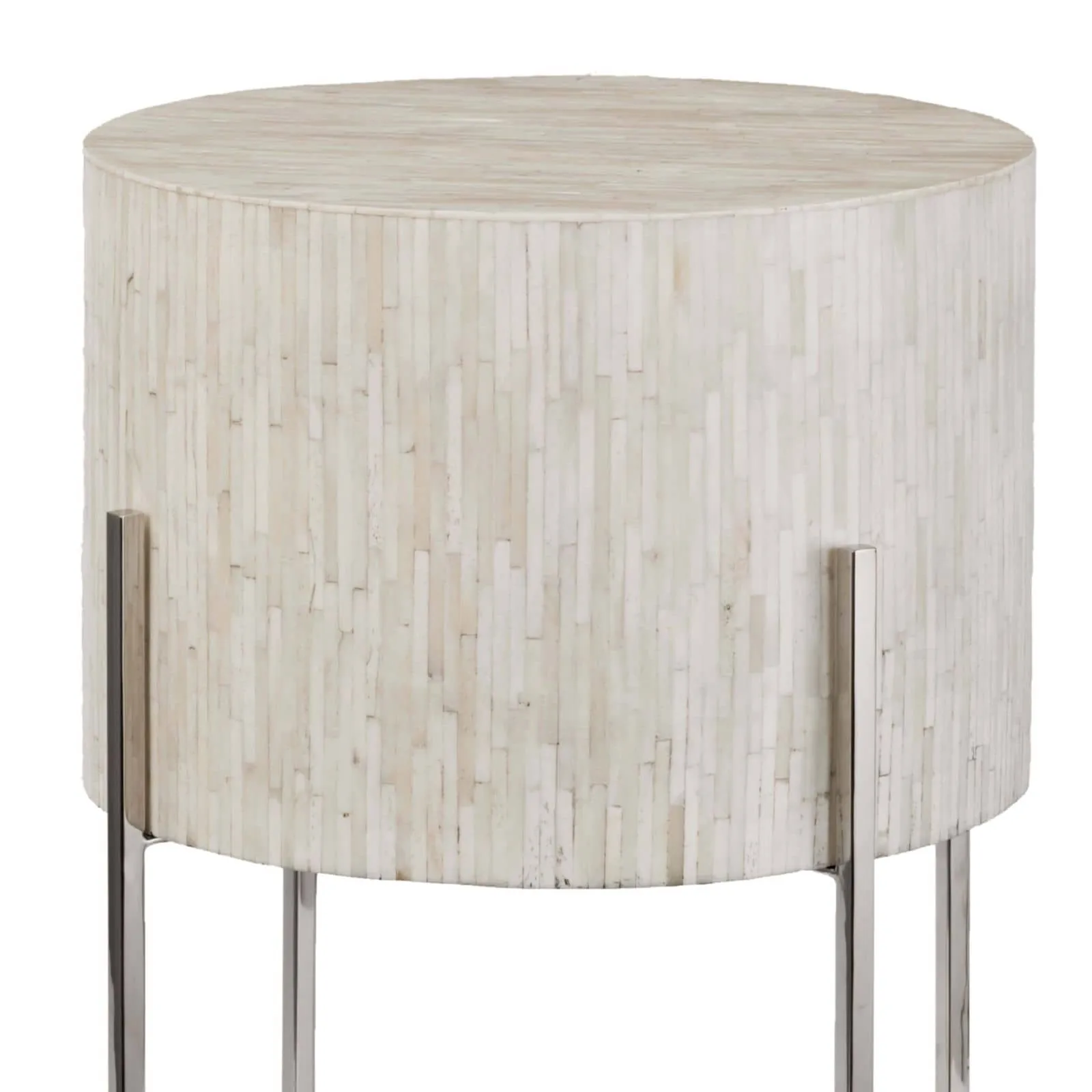 Bone Polished Nickel Drum Table