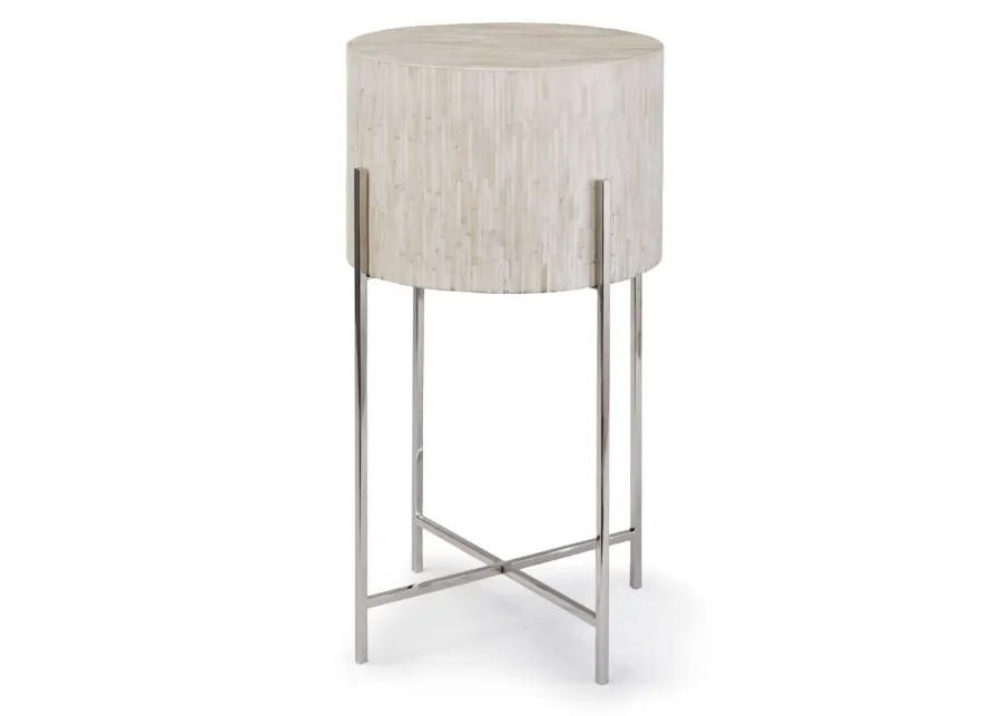 Bone Polished Nickel Drum Table