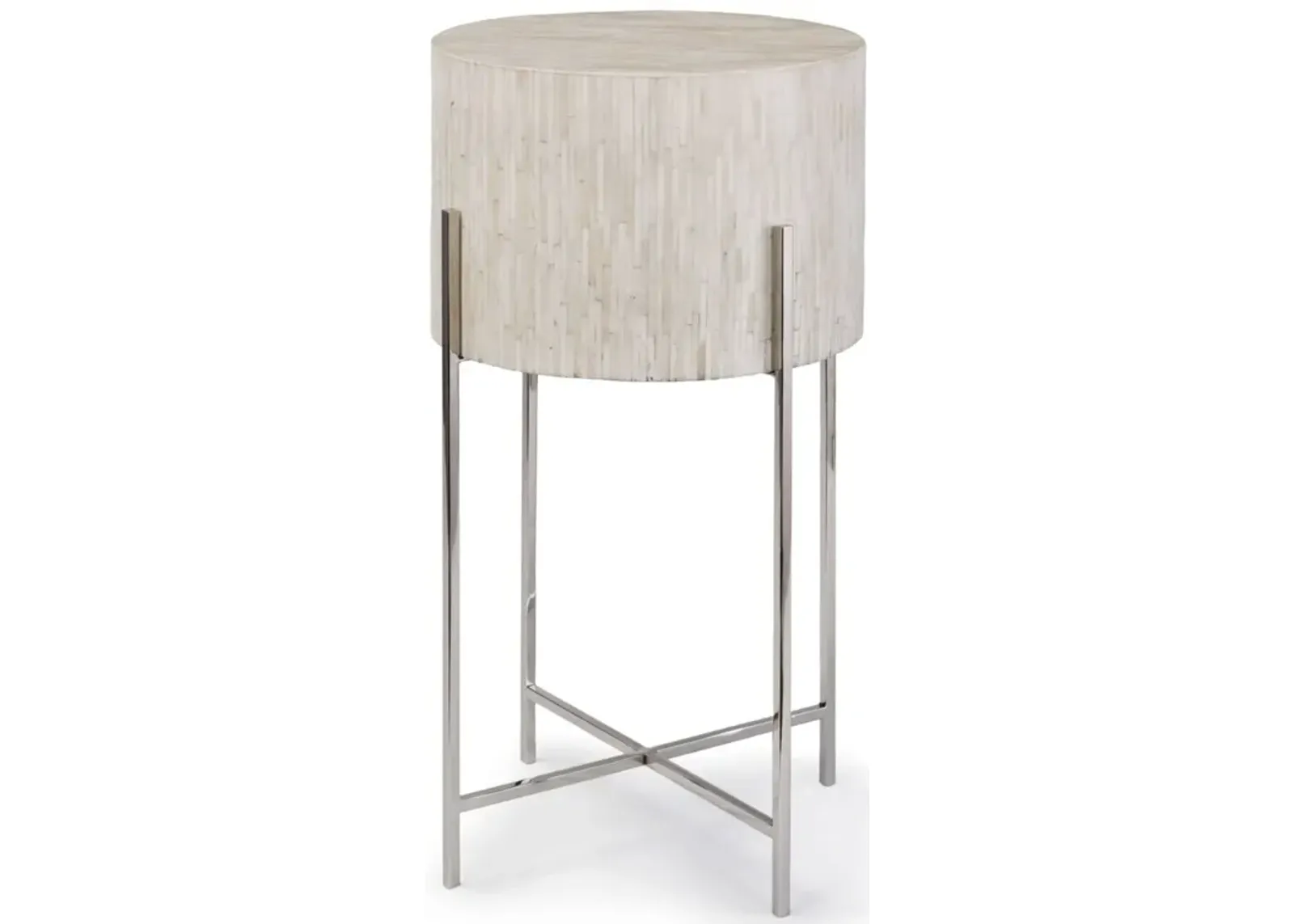 Bone Polished Nickel Drum Table