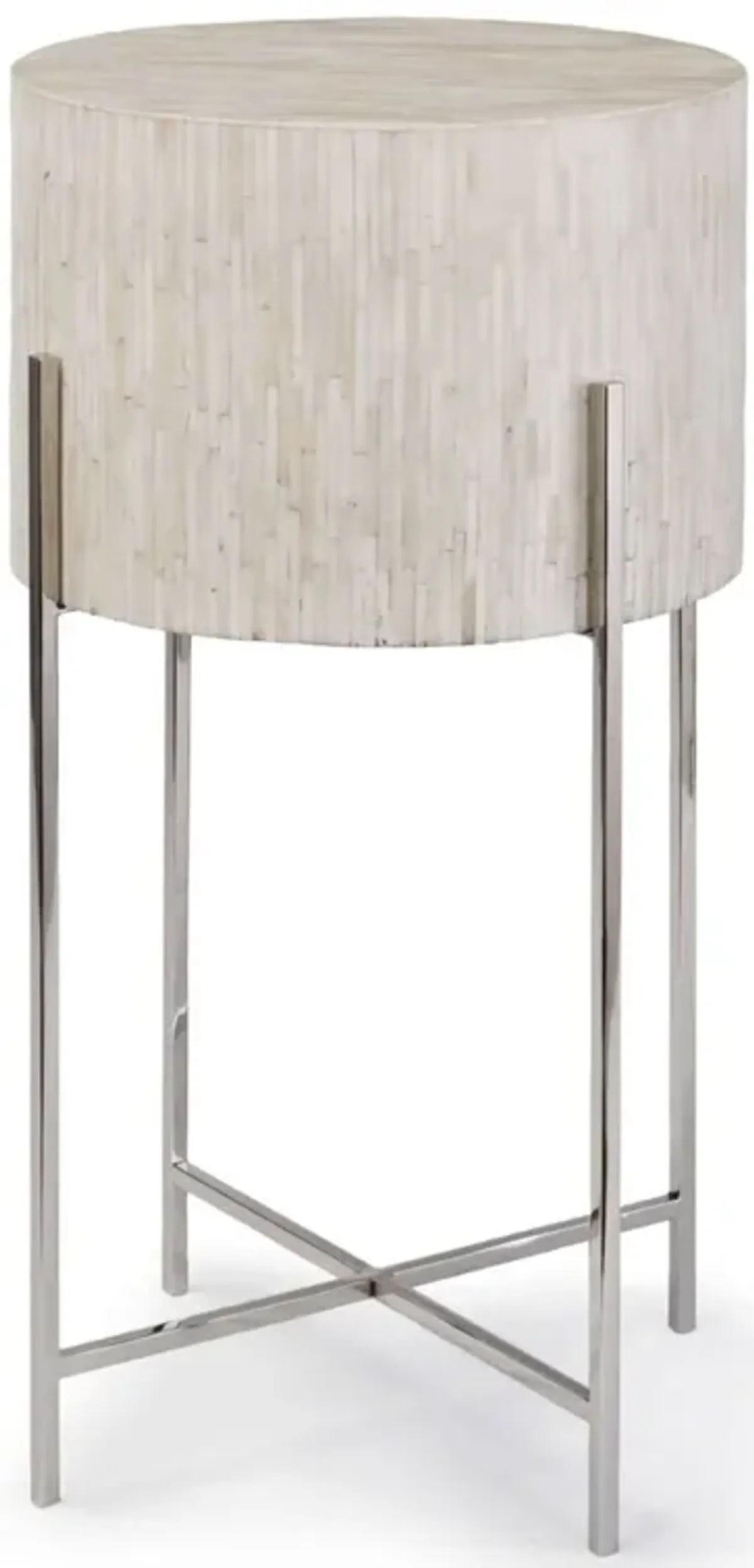 Bone Polished Nickel Drum Table