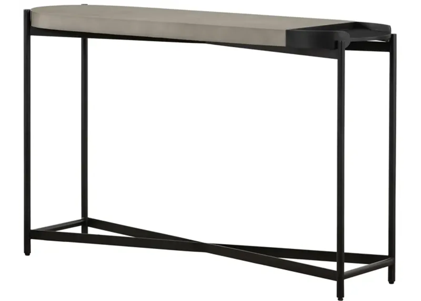 Dua Concrete and Black Metal Modern Console Table