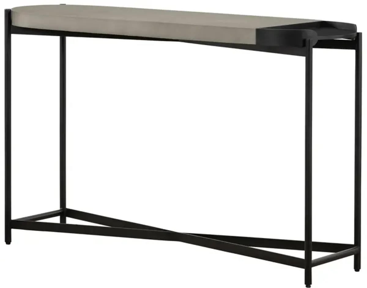 Dua Concrete and Black Metal Modern Console Table