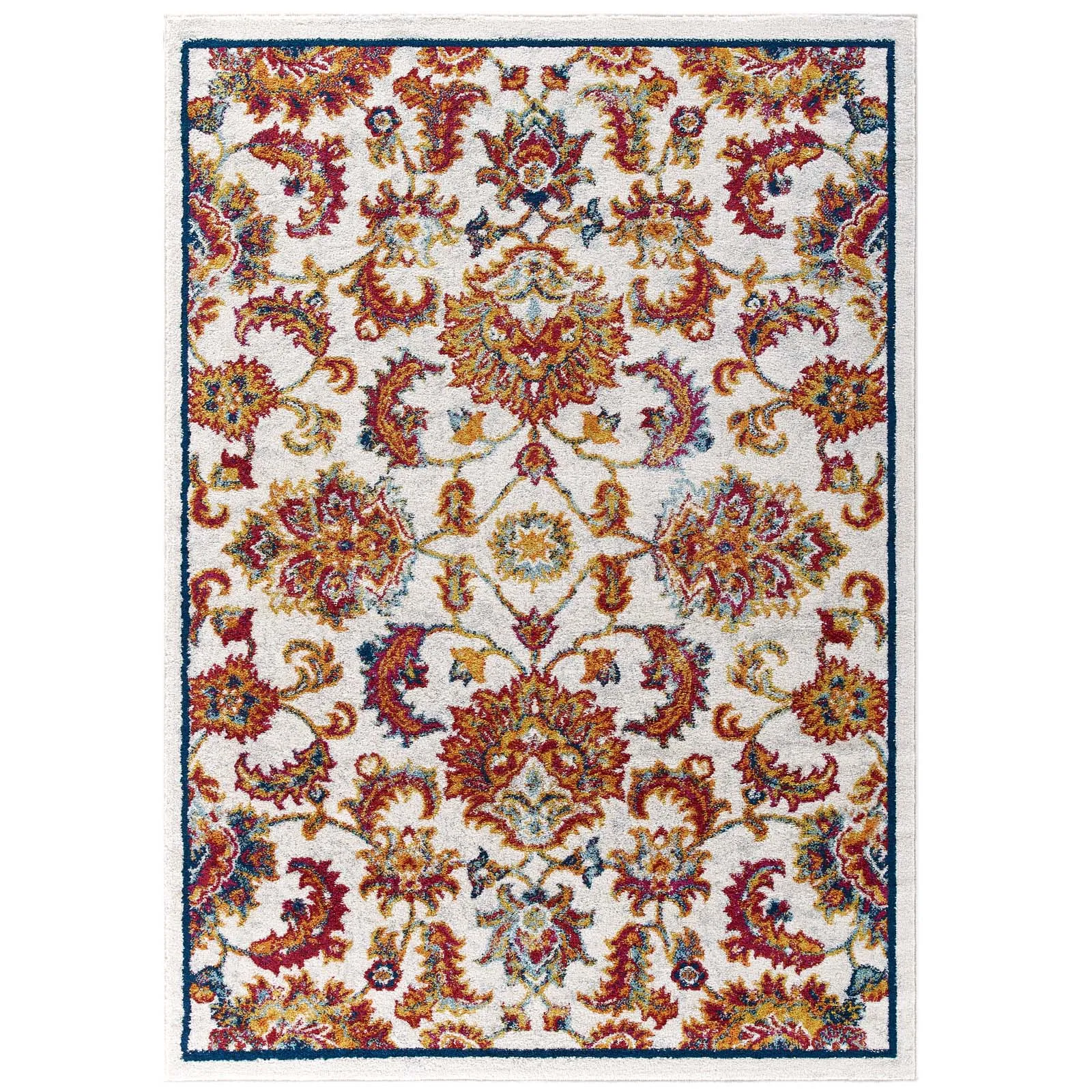 Entourage Azami Distressed Vintage Floral Lattice 5x8 Area Rug