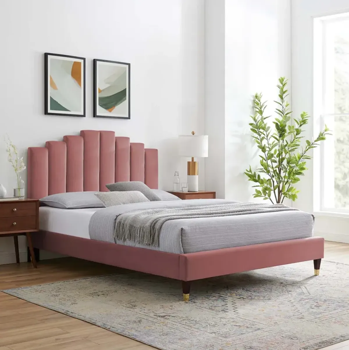 Elise King Performance Velvet Platform Bed