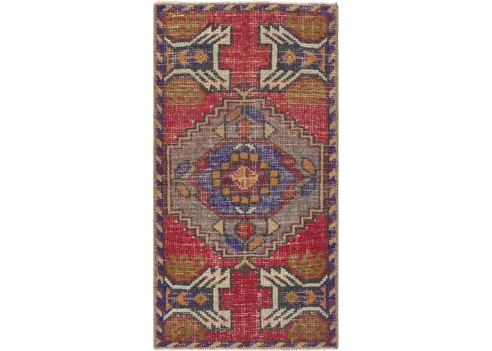 Antique One of a Kind OOAK-1422 1'8" x 3'1" Handmade Rug