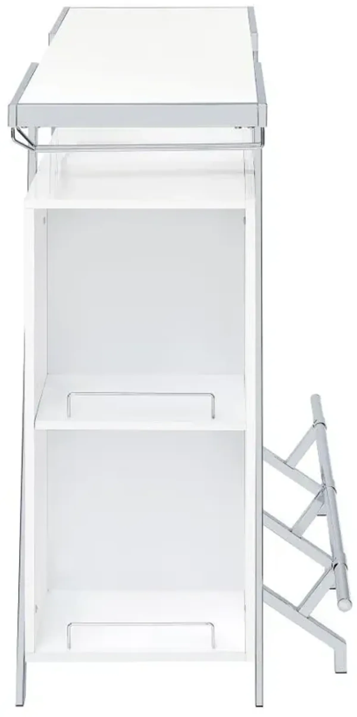 Araceli Home Bar Wine Cabinet White High Gloss and Chrome