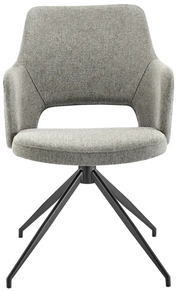 Darcie Armchair In Light Gray Fabric and Black Base - Set of 1