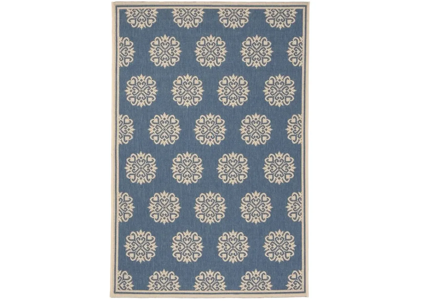 LINDEN 181 Collection LND181N-5 Cream / Blue 5'-3" X 7'-6"