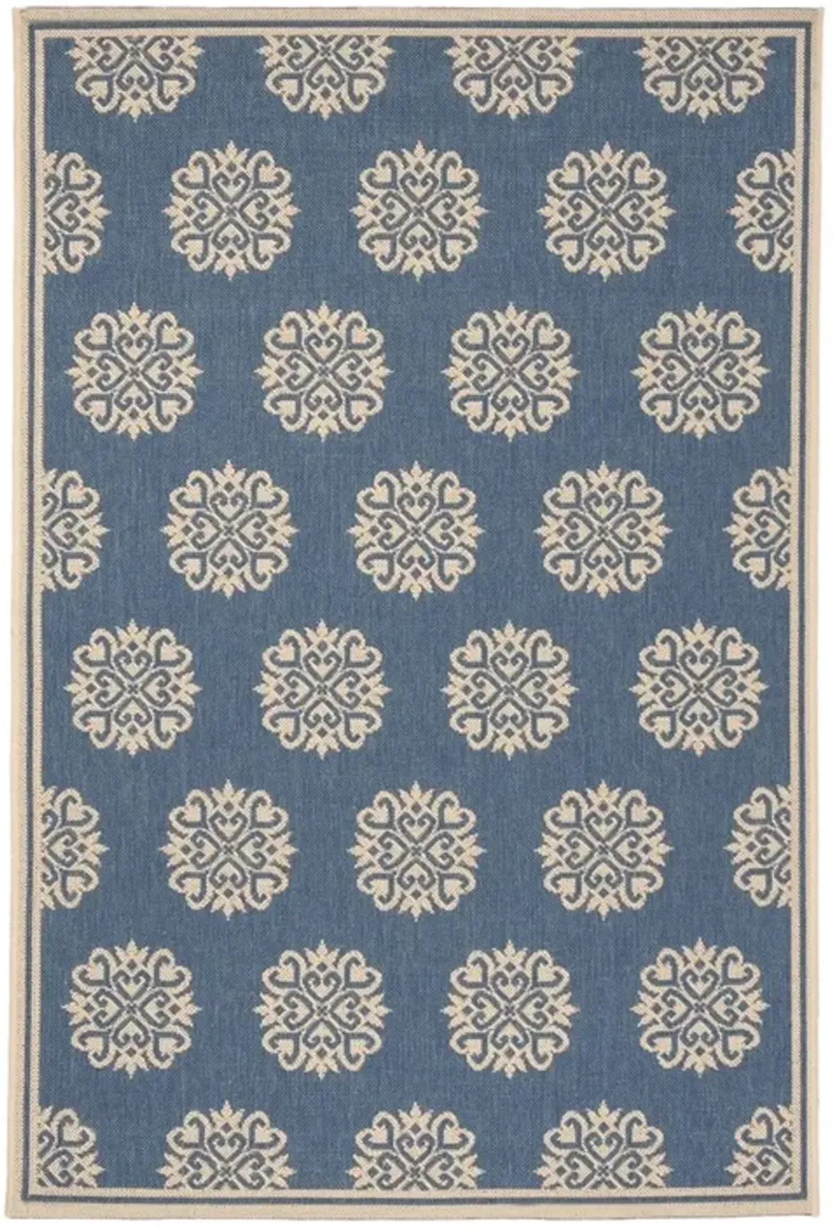 LINDEN 181 Collection LND181N-5 Cream / Blue 5'-3" X 7'-6"