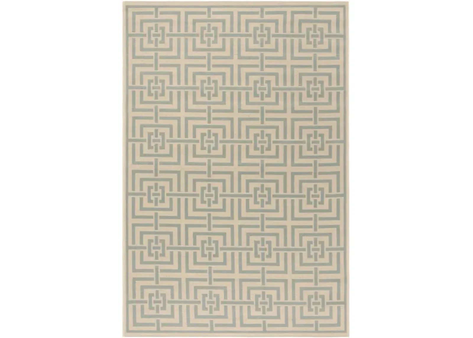 LINDEN 128 Collection LND128L-5 Cream / Aqua 5'-3" X 7'-6"