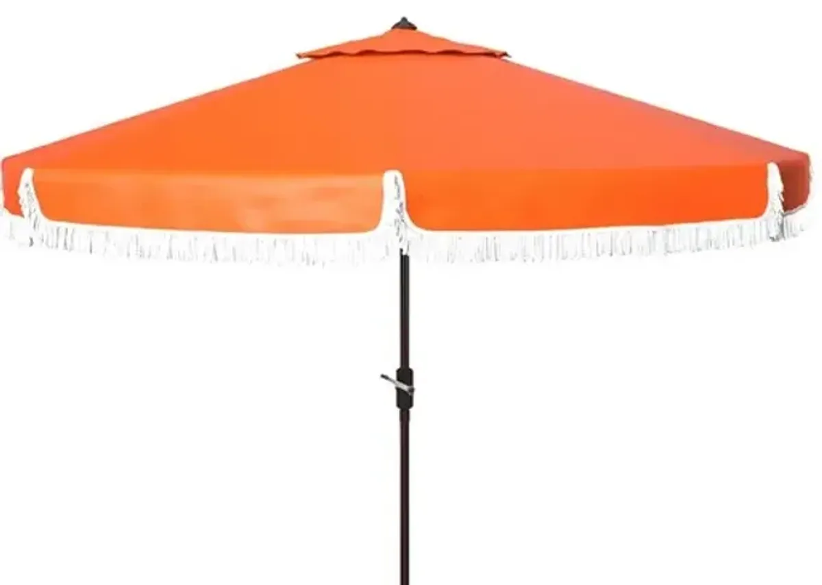 MILAN FRINGE 9FT CRANK OUTDOOR PUSH BUTTON TILT UMBRELLA