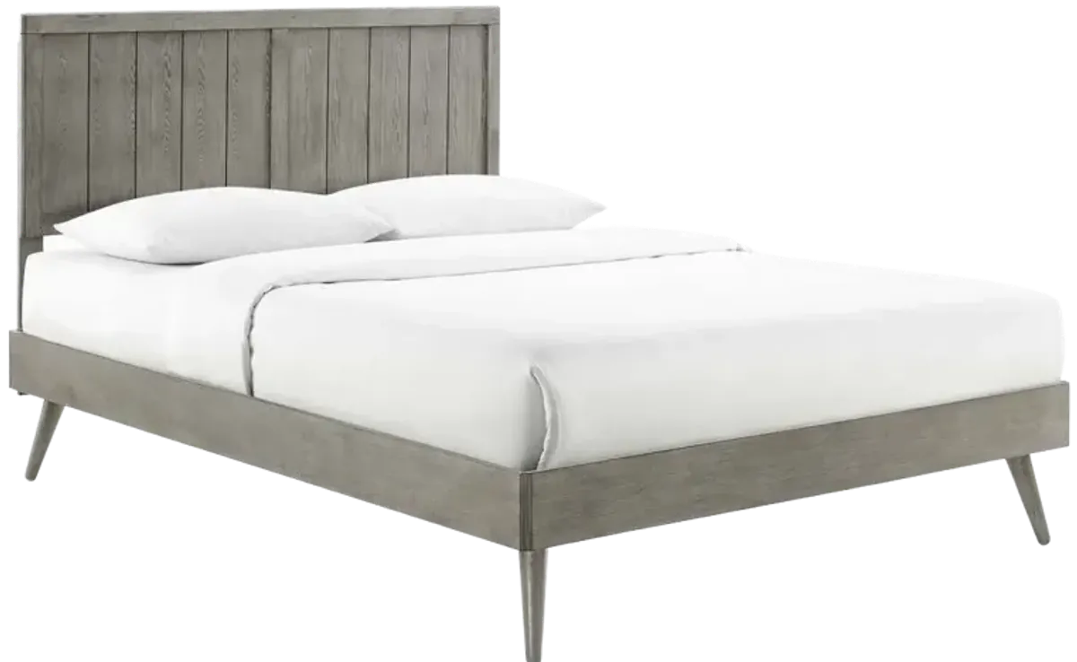 Alana Full Wood Platform Bed With Splayed Legs