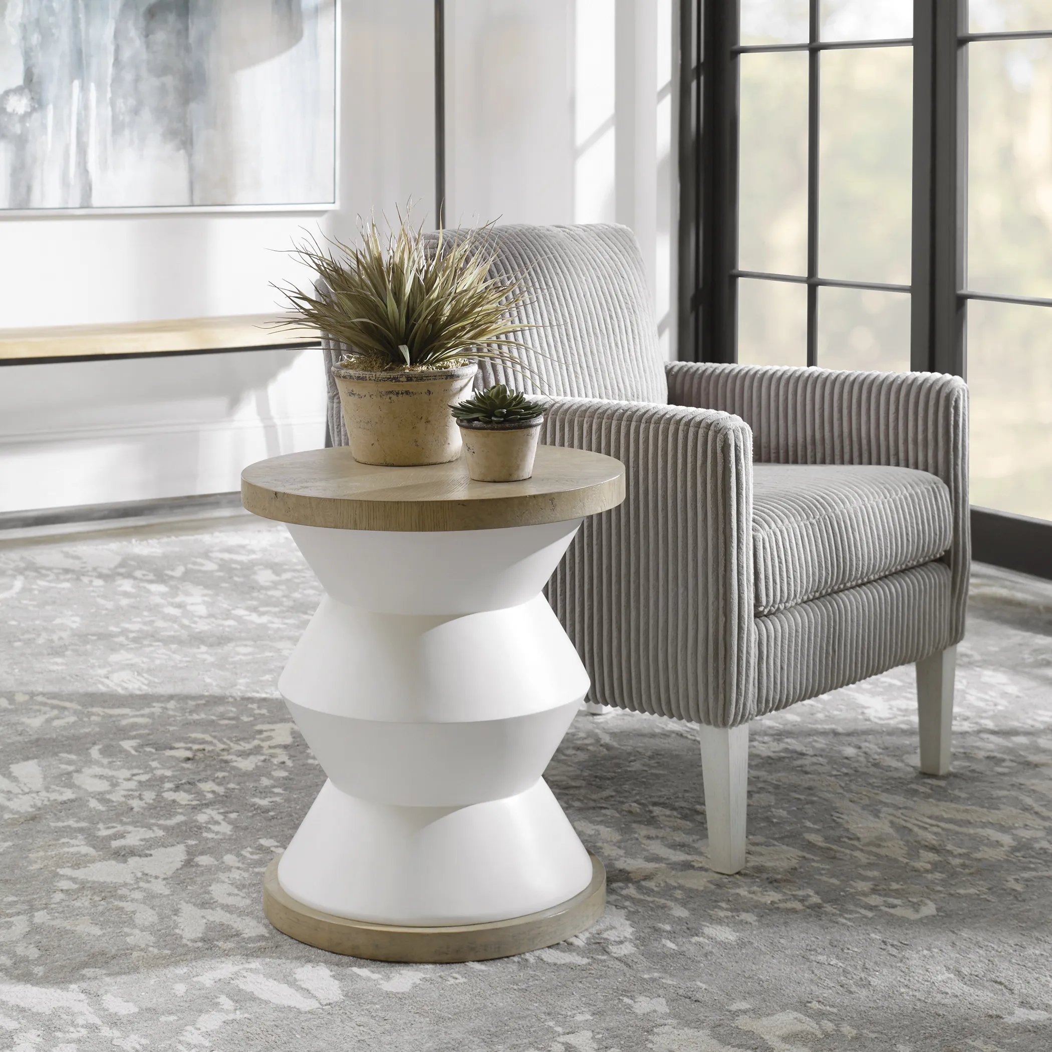 Spool Geometric Side Table