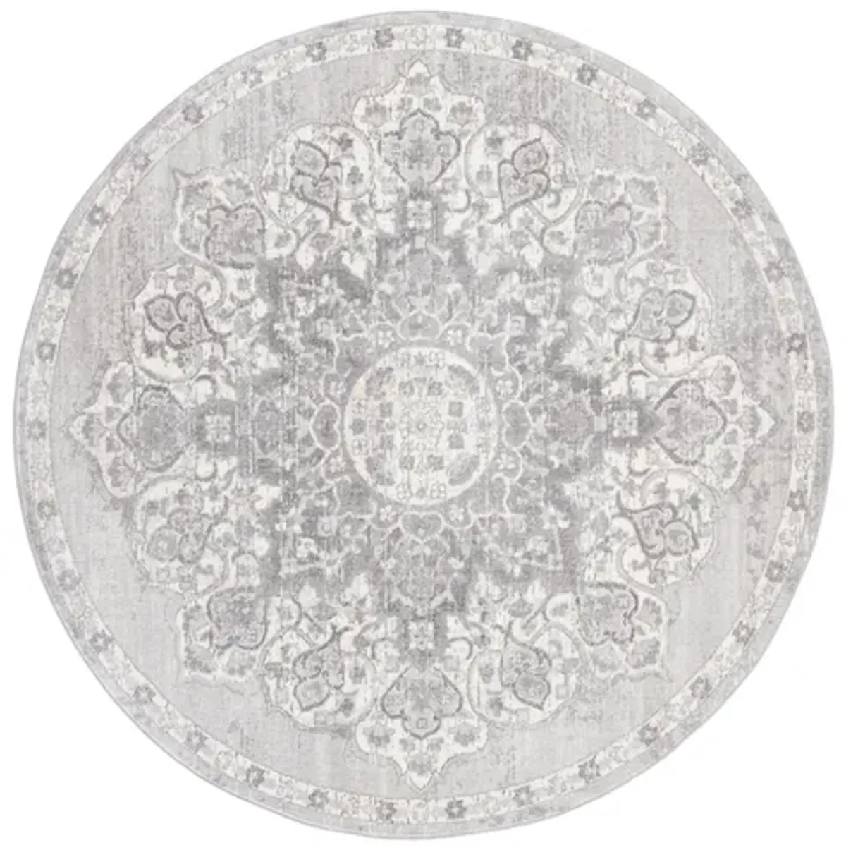 Brentwood 802 Grey / Ivory 12' X 12' Round Round Powerloomed Rug