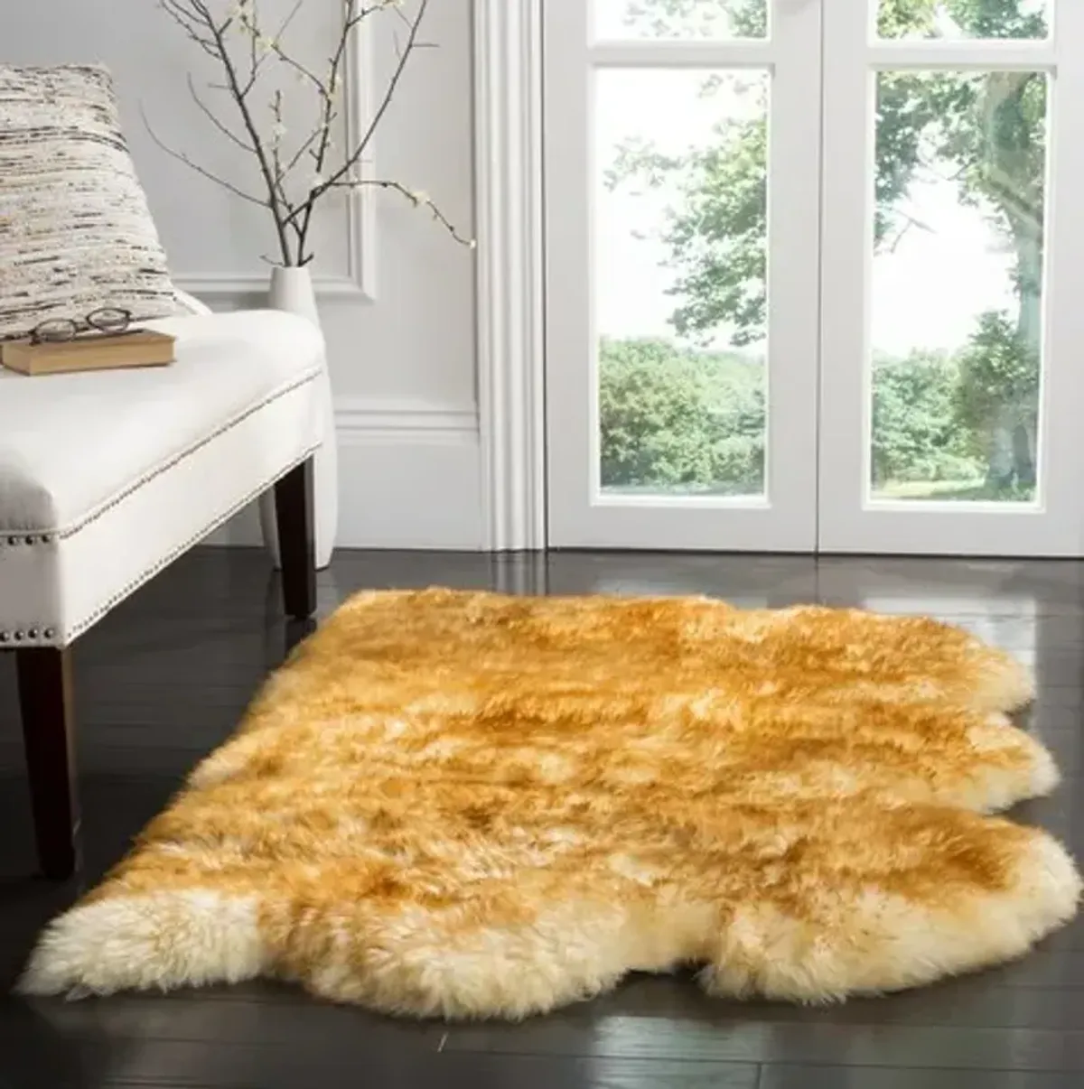 SHEEP SKIN 121 Yellow 3' X 5' Small Rectangle Rug