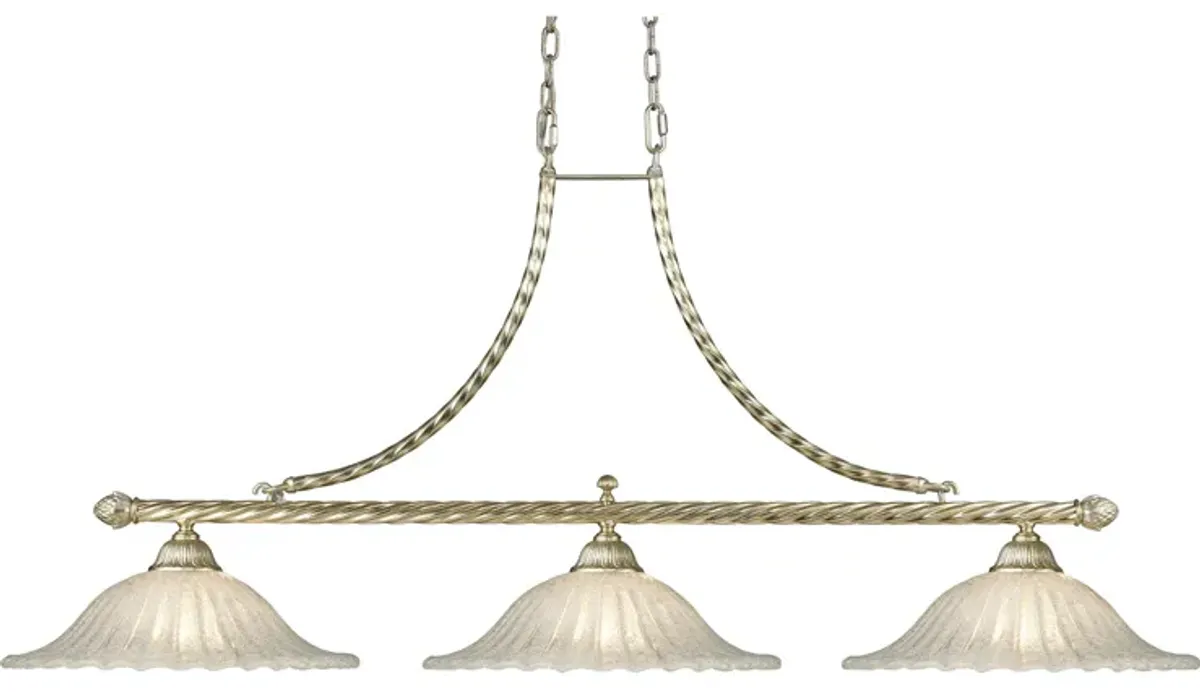 Bianco 54'' Wide 3-Light Linear Chandelier - Silver Leaf