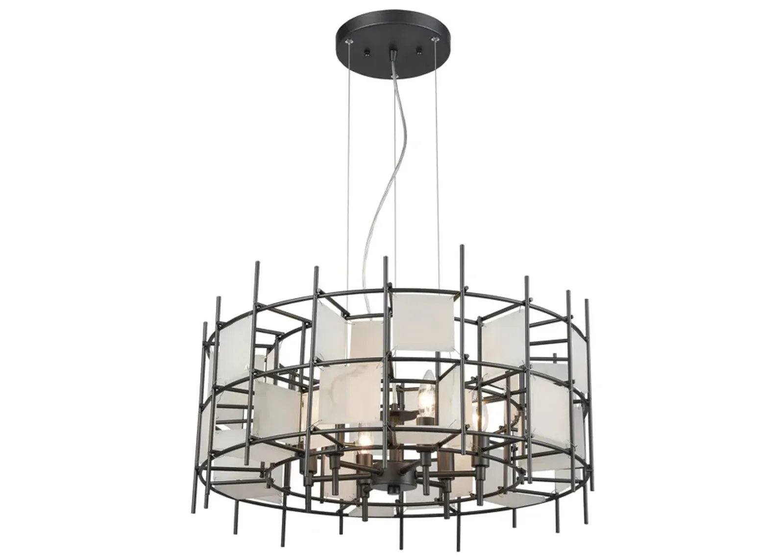 Spanish Alabaster 24" Wide 6-Light Chandelier - Dark Graphite