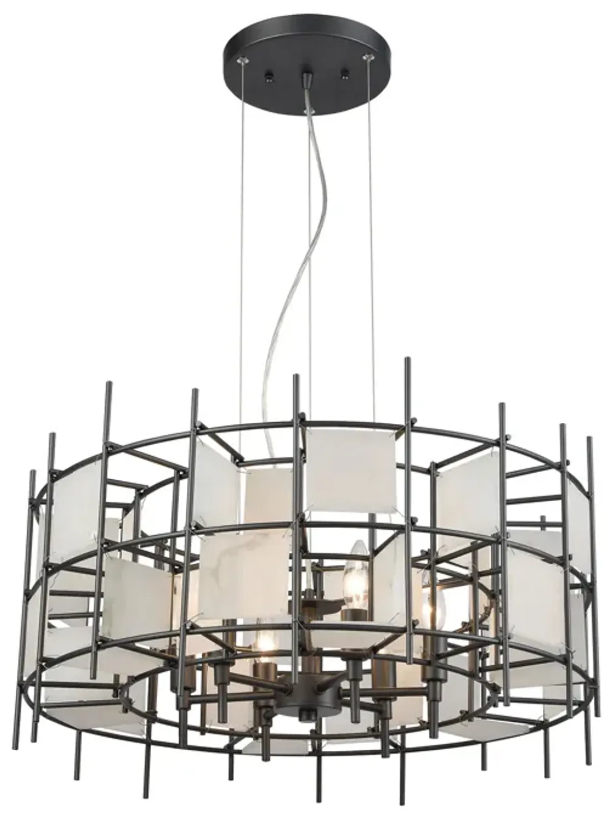 Spanish Alabaster 24" Wide 6-Light Chandelier - Dark Graphite