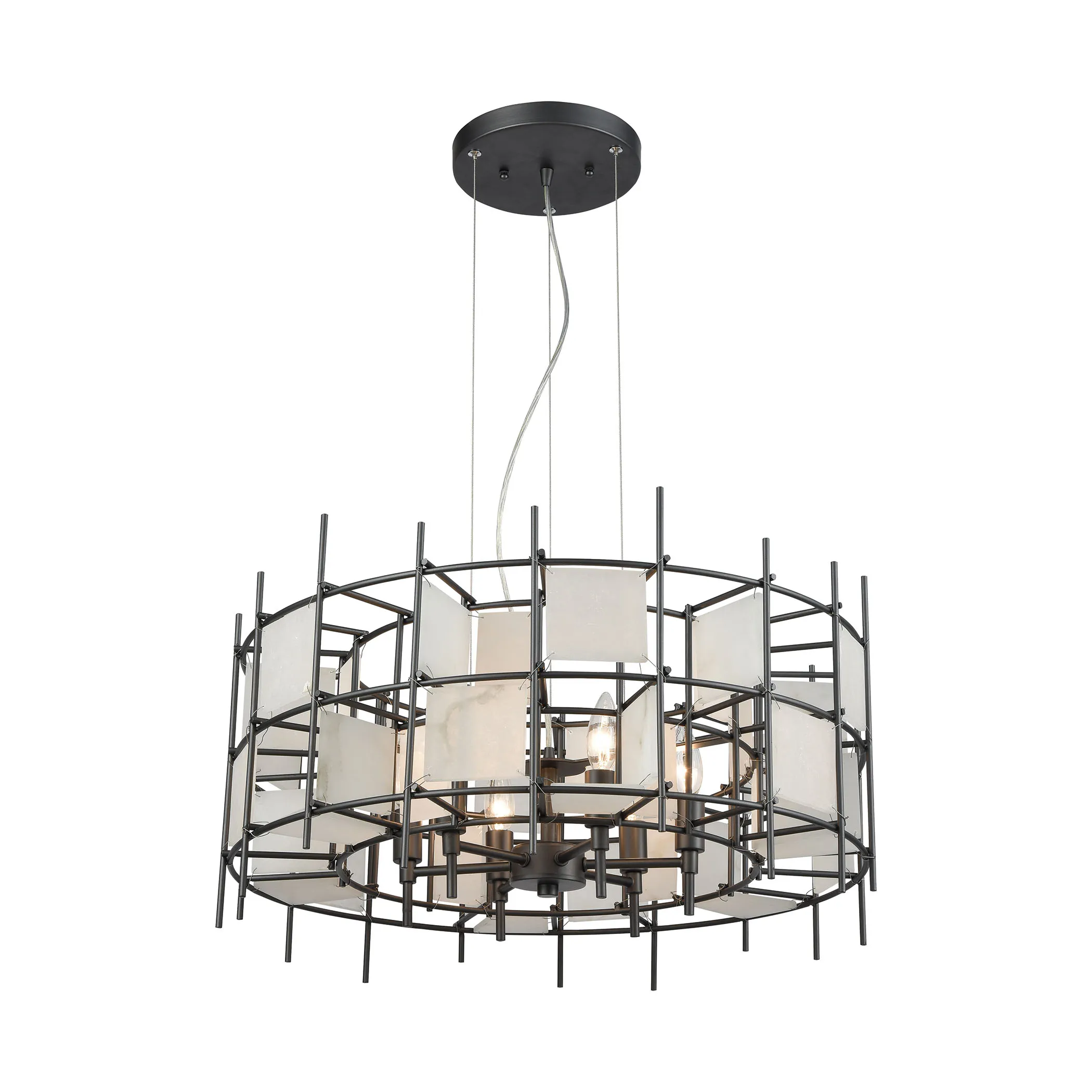 Spanish Alabaster 24" Wide 6-Light Chandelier - Dark Graphite