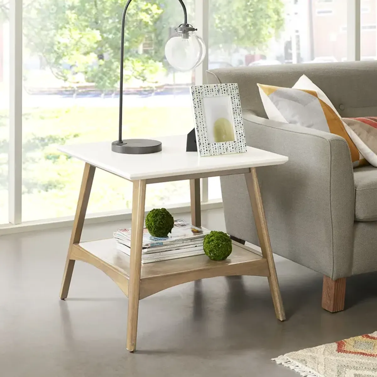 Madison Park Parker Off-White/Natural End Table