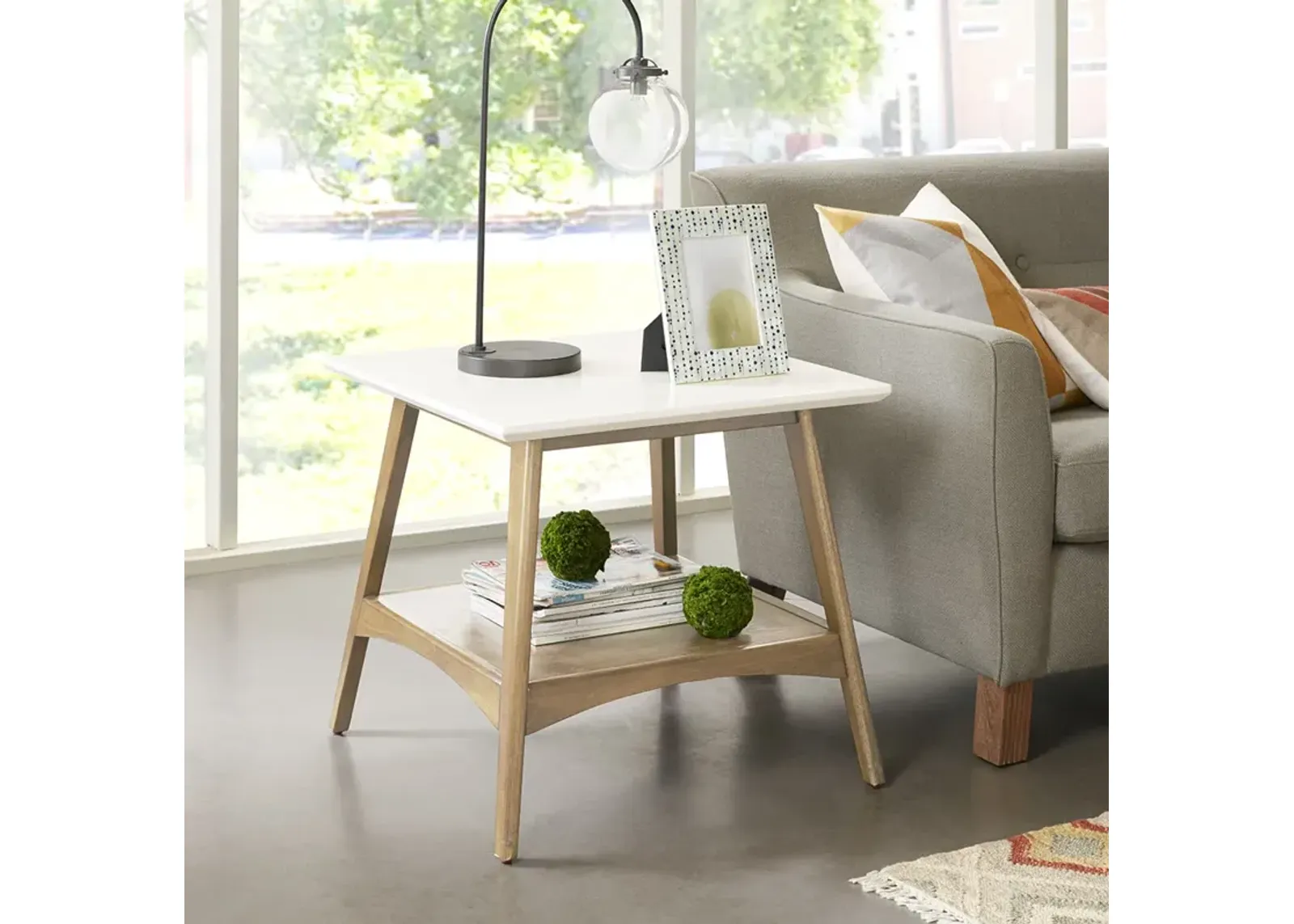 Madison Park Parker Off-White/Natural End Table