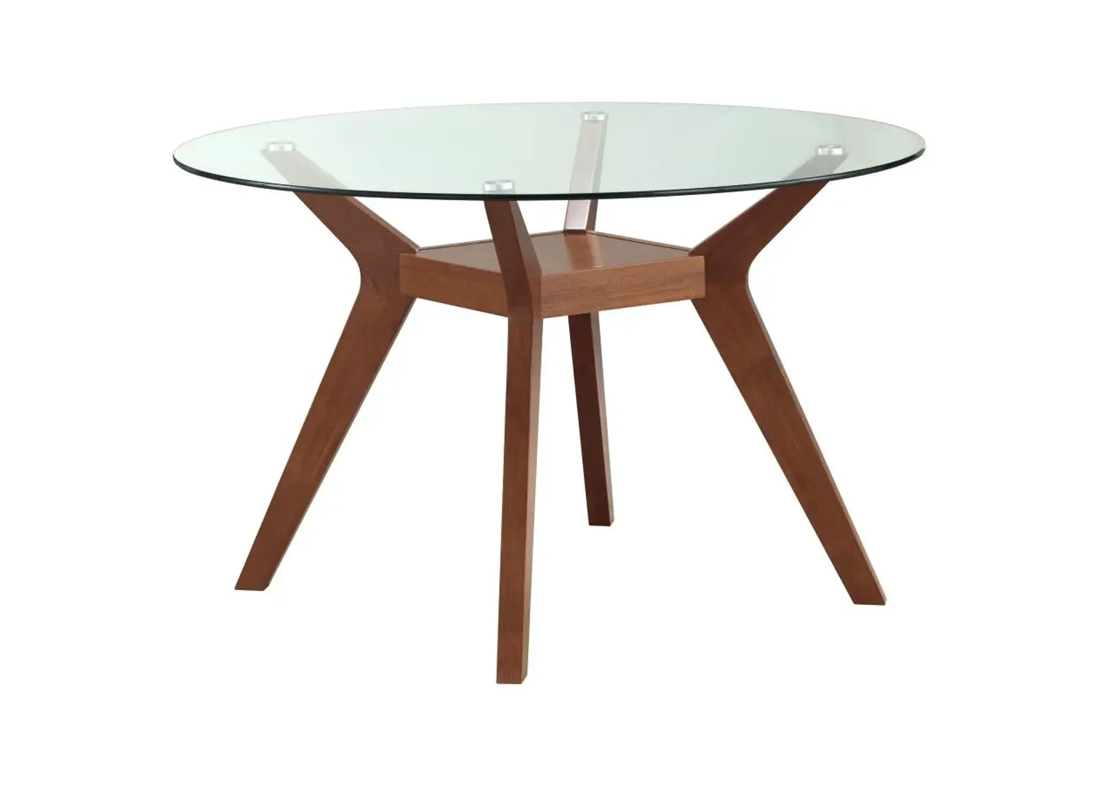 Paxton 48" Round Glass Top Dining Table Clear and Nutmeg