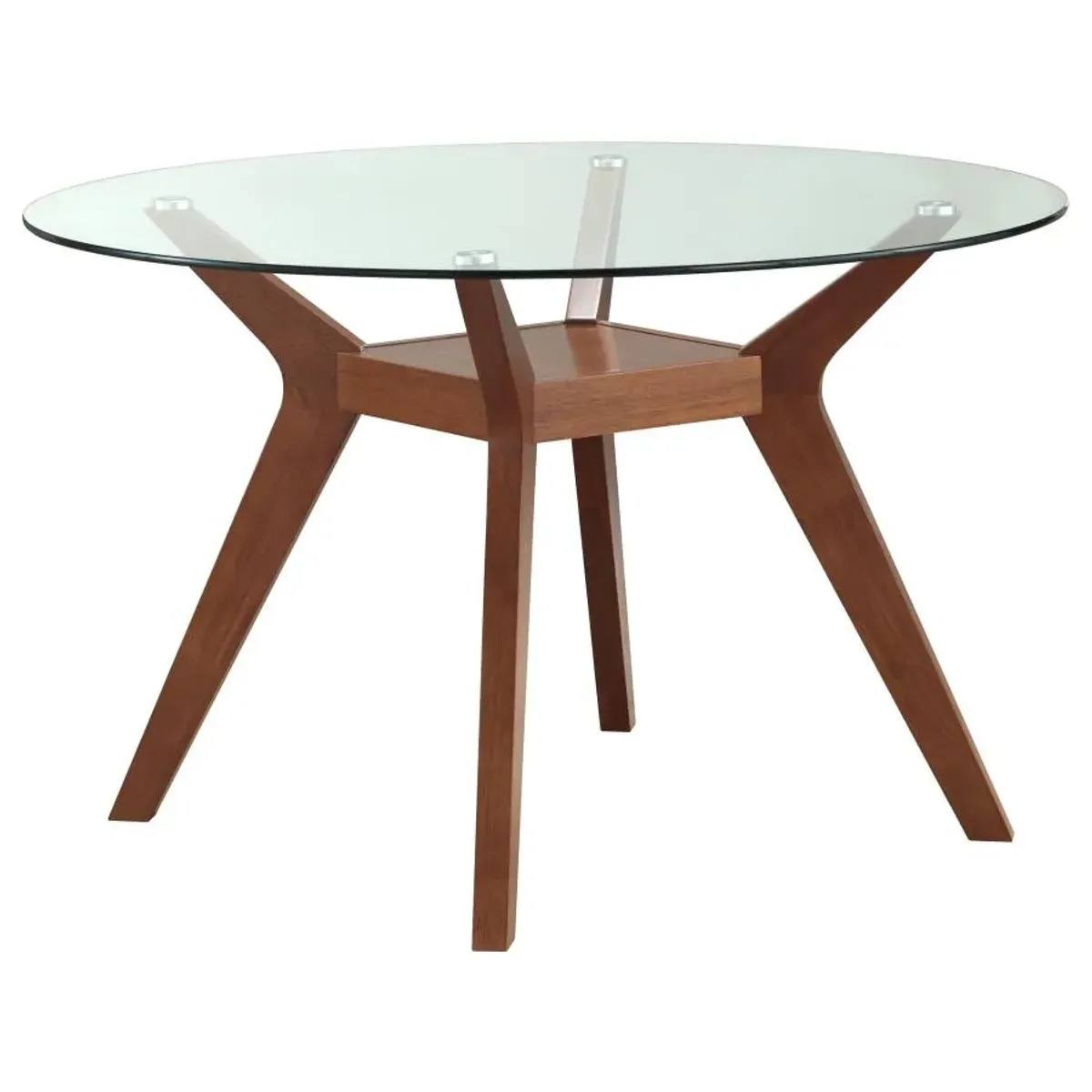 Paxton 48" Round Glass Top Dining Table Clear and Nutmeg