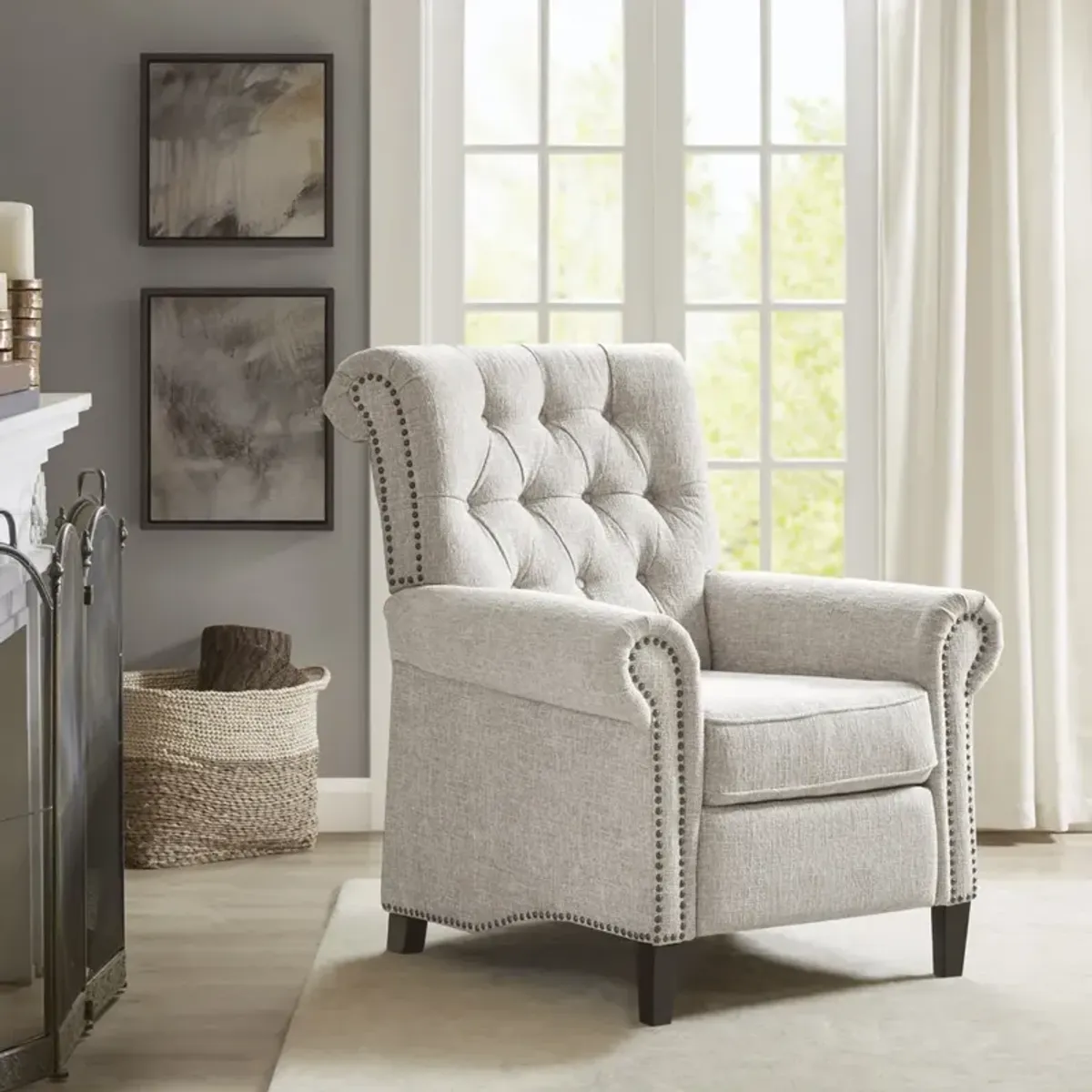 Madison Park Aidan Cream Push Back Recliner