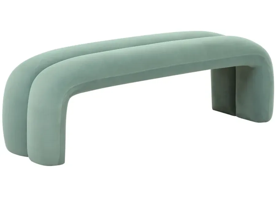 Leigh Green Velvet Channeled Bench