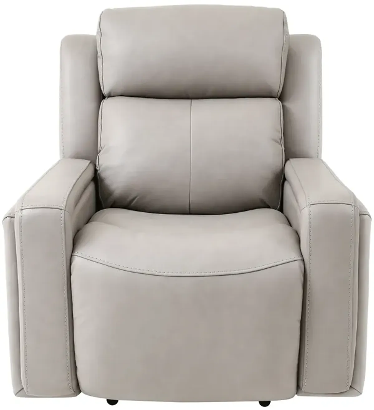 Claude Dual Power Headrest and Lumbar Support Recliner Chair in Light Gray Genuine Leather