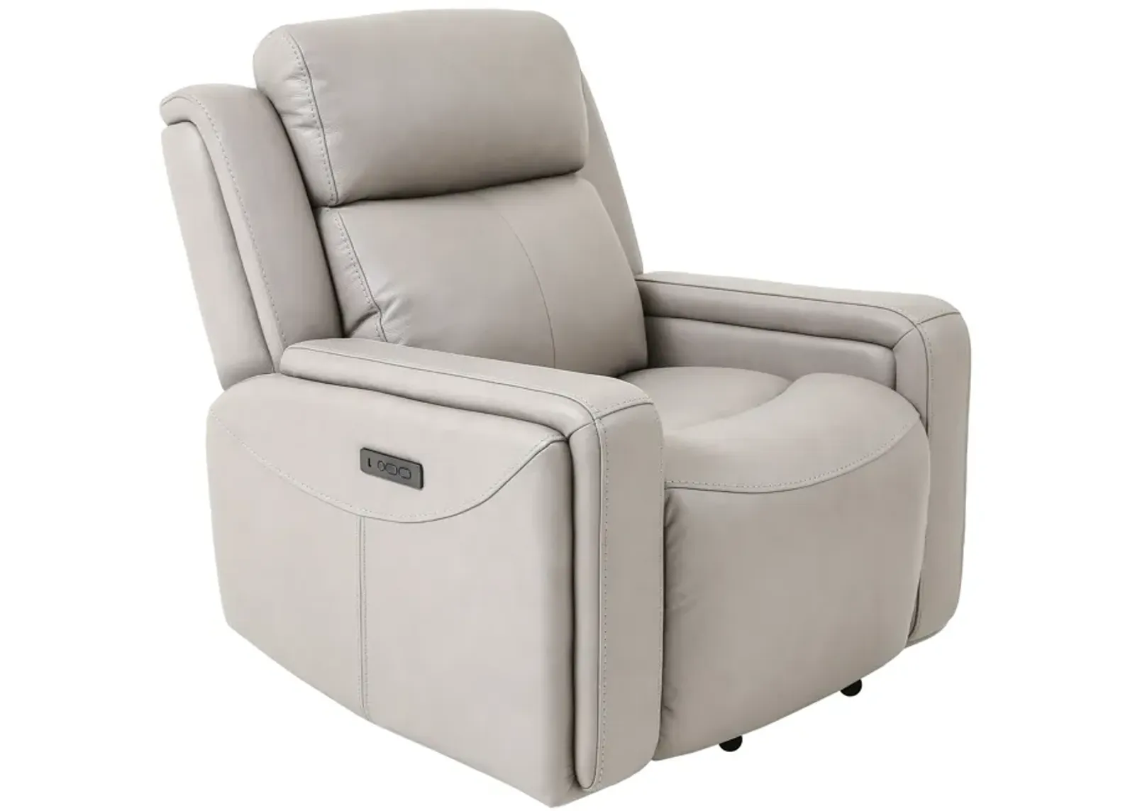 Claude Dual Power Headrest and Lumbar Support Recliner Chair in Light Gray Genuine Leather