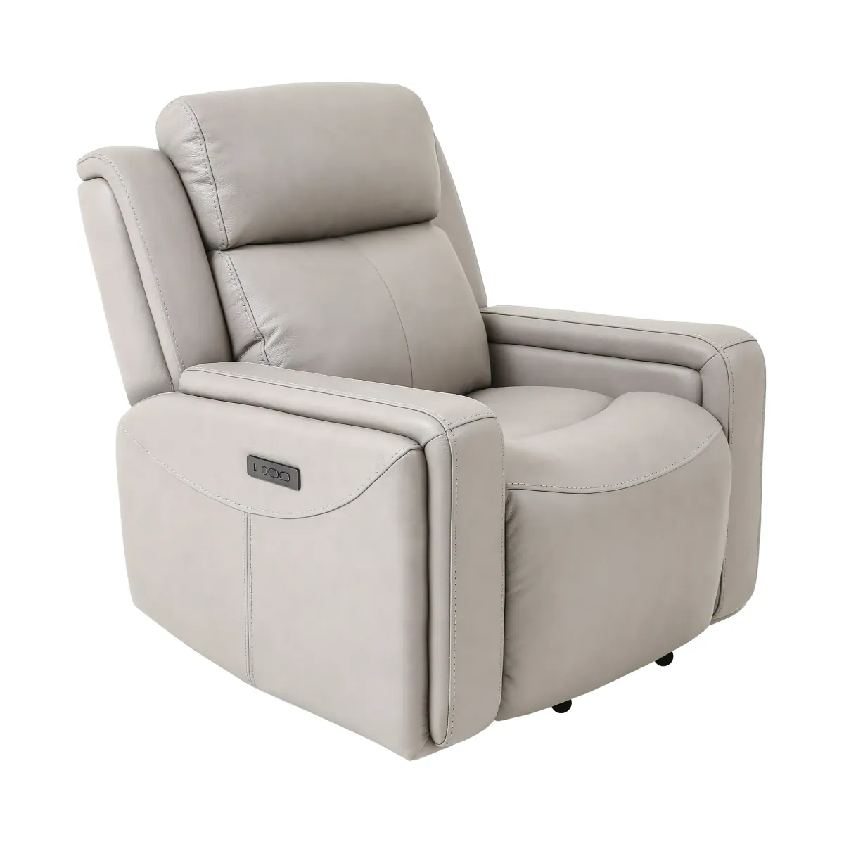 Claude Dual Power Headrest and Lumbar Support Recliner Chair in Light Gray Genuine Leather