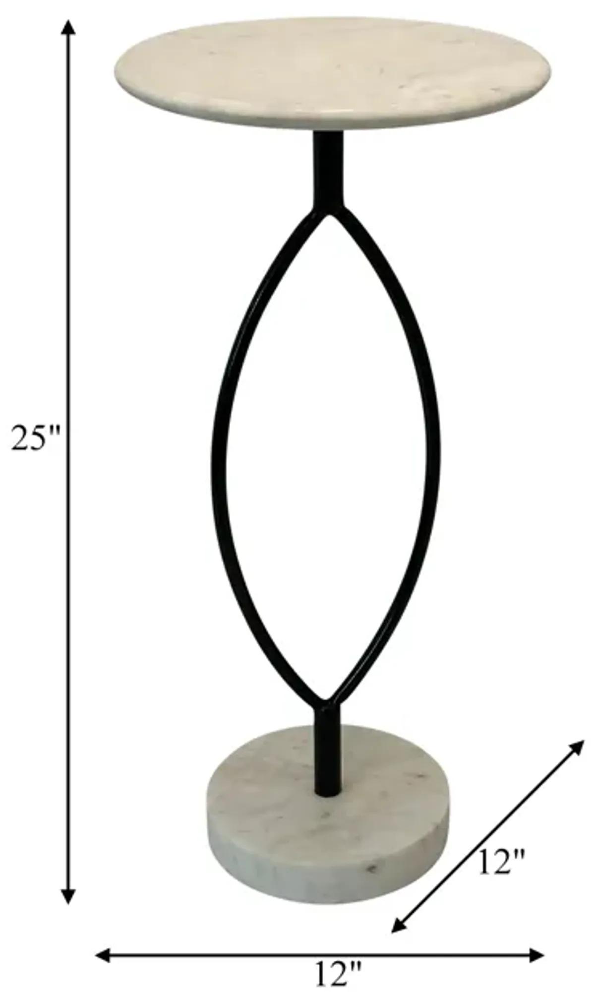 Metal, 25" Loophole Table Marble Base, Black