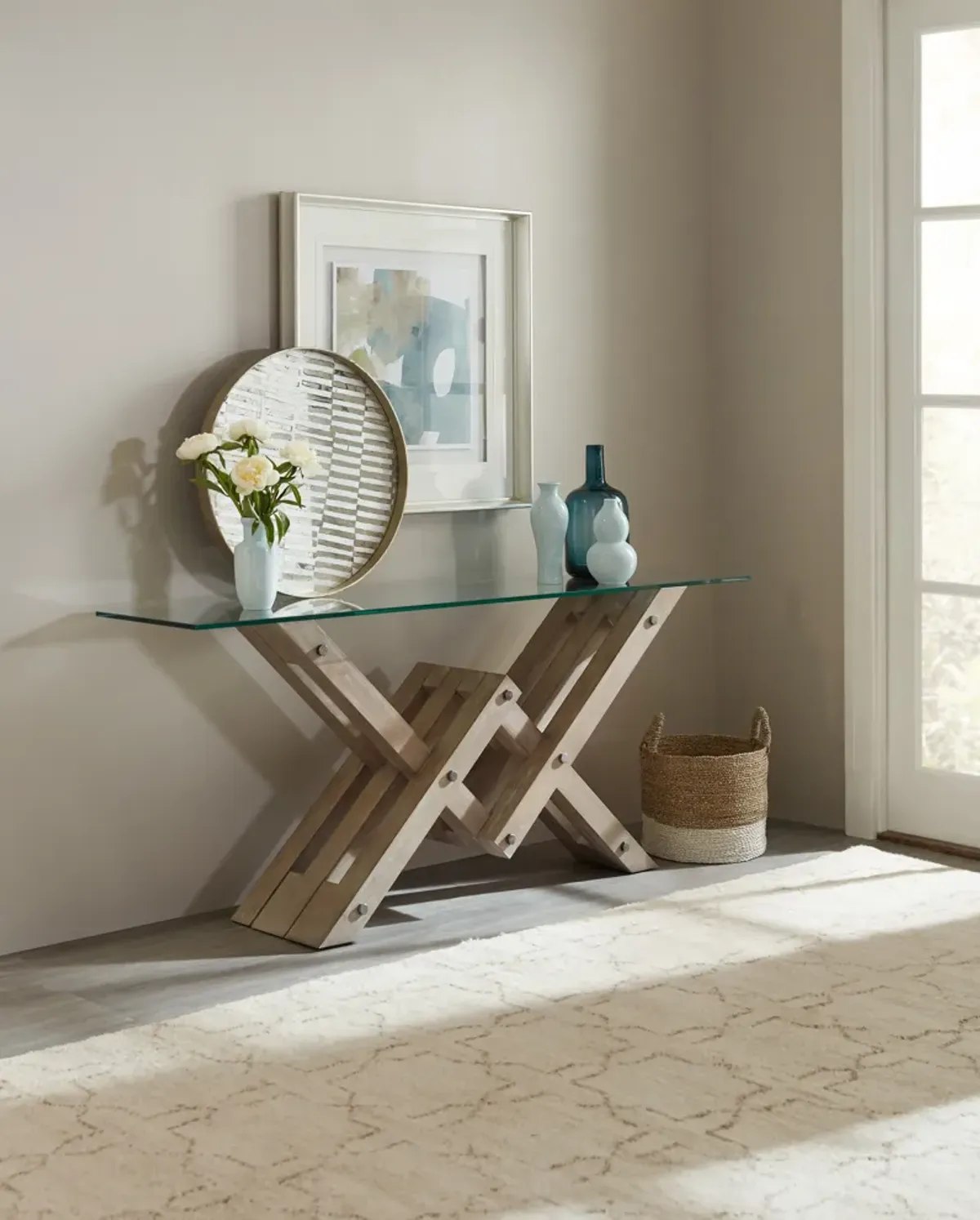 Affinity Glass Top Console Table