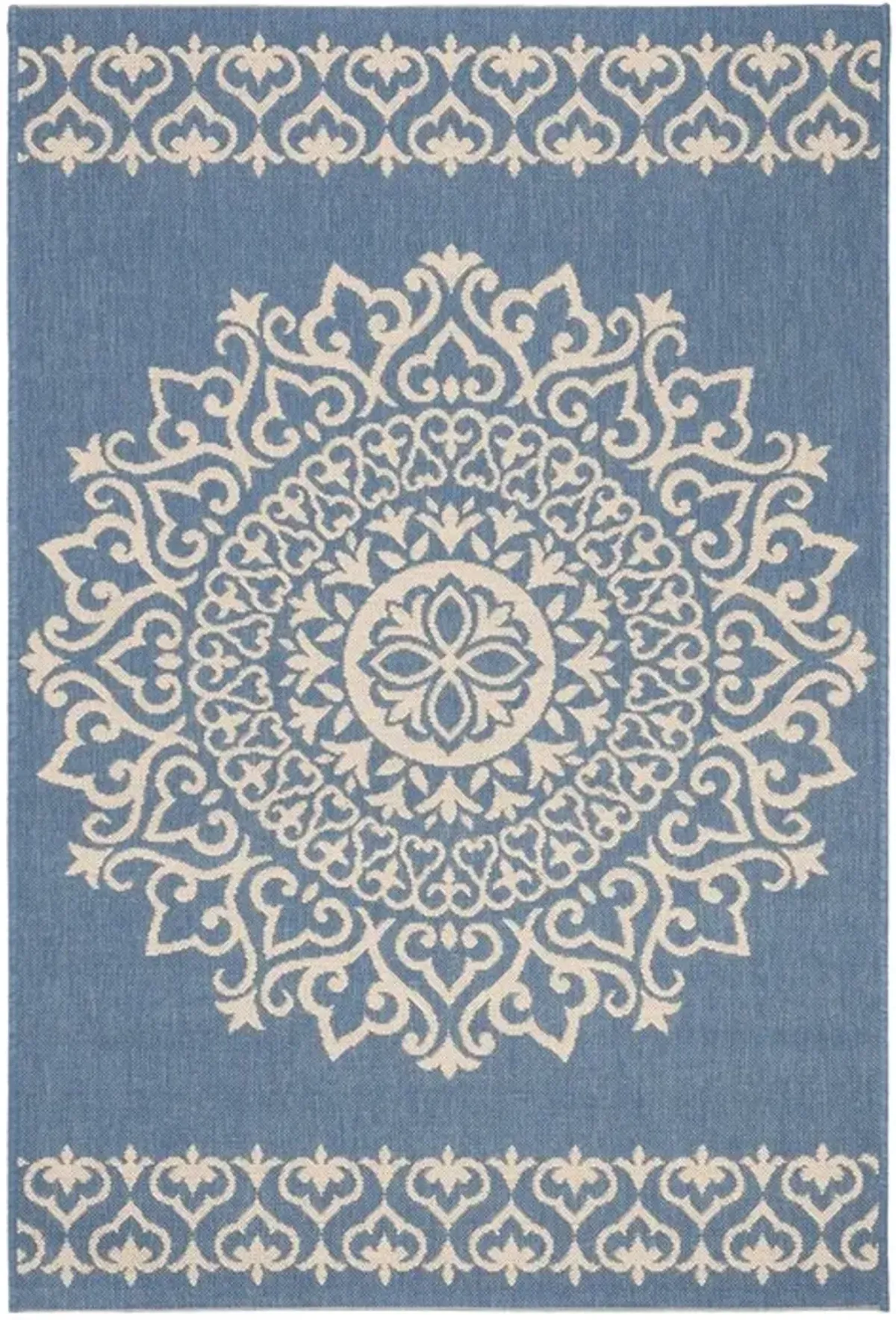 LINDEN 183 Collection LND183N-4 Cream / Blue 4' X 6'